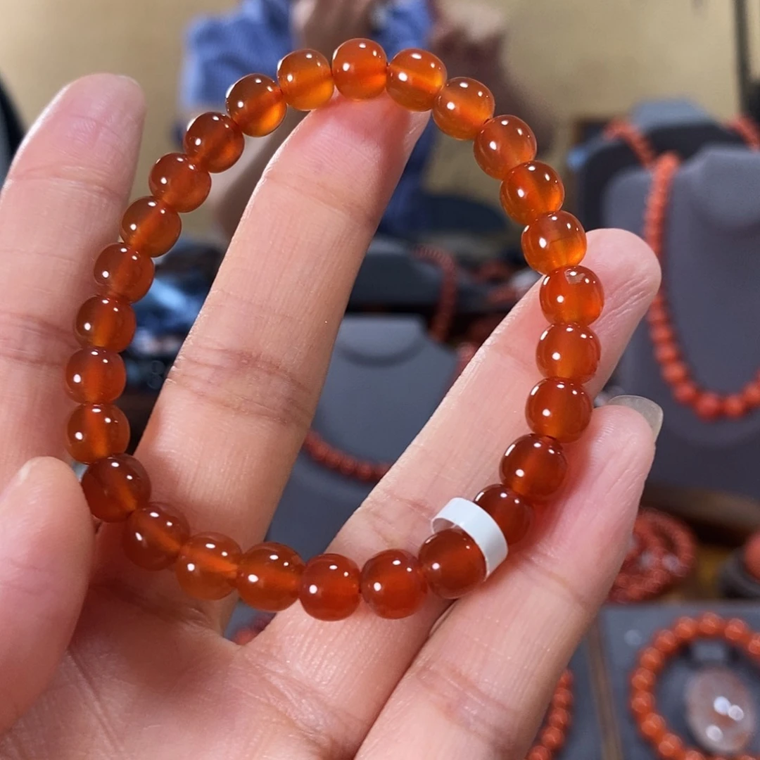 未镶嵌单圈7m m原矿南红玛瑙暖*咩