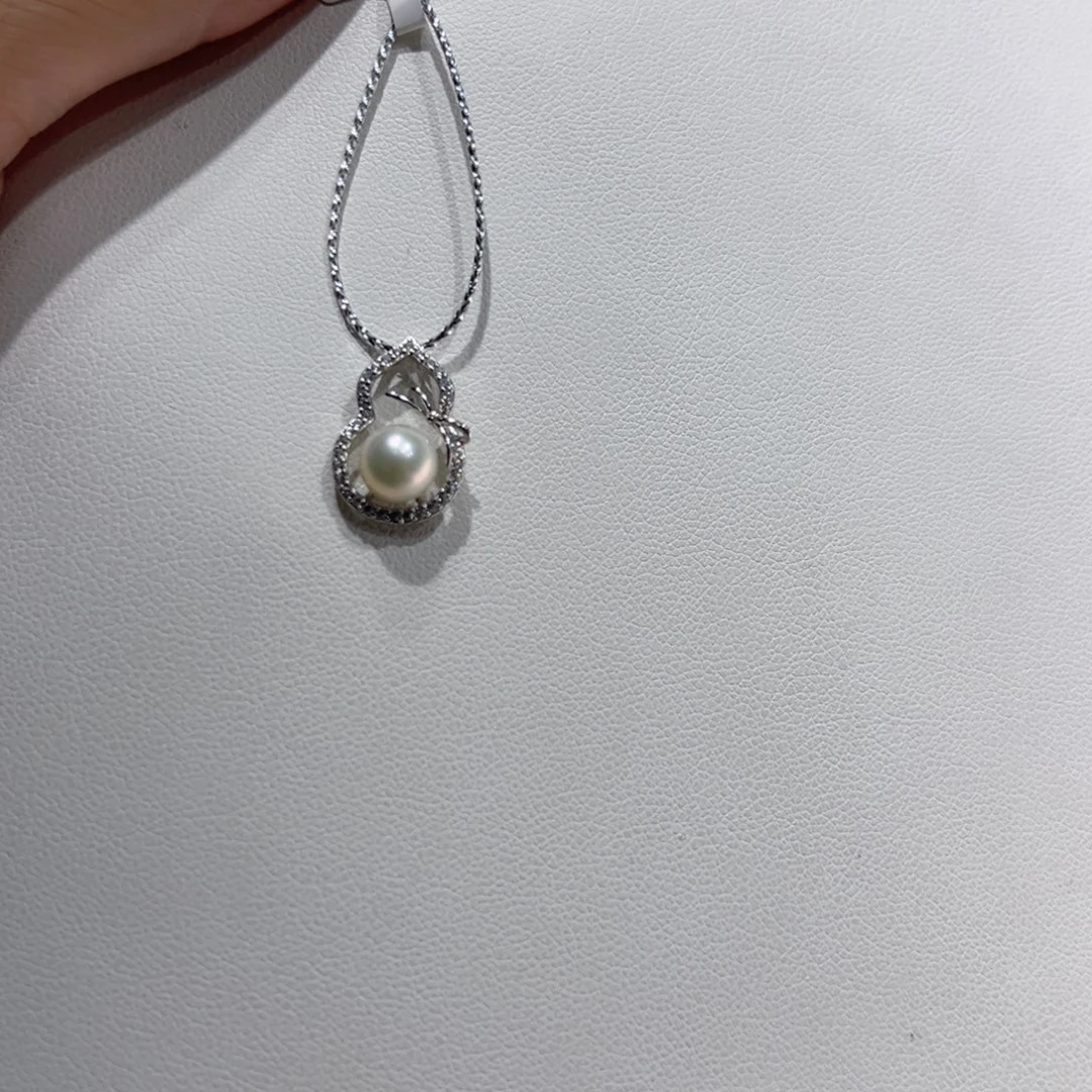 吊坠(不含链)银S925镶嵌淡水珍珠