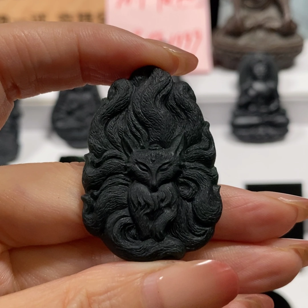 定制翡翠未镶嵌天然缅甸墨翠A货九尾狐
