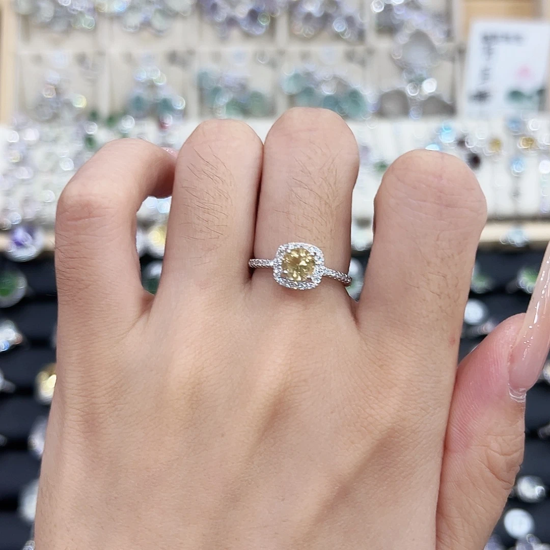 岫玉银S925镶嵌戒指