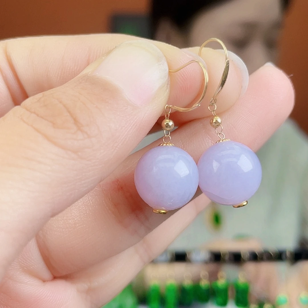 翡翠18K金镶嵌耳饰