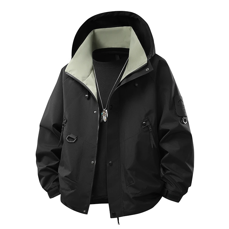 防水连帽春季防风美式防泼水夹克男装春秋季工装百搭