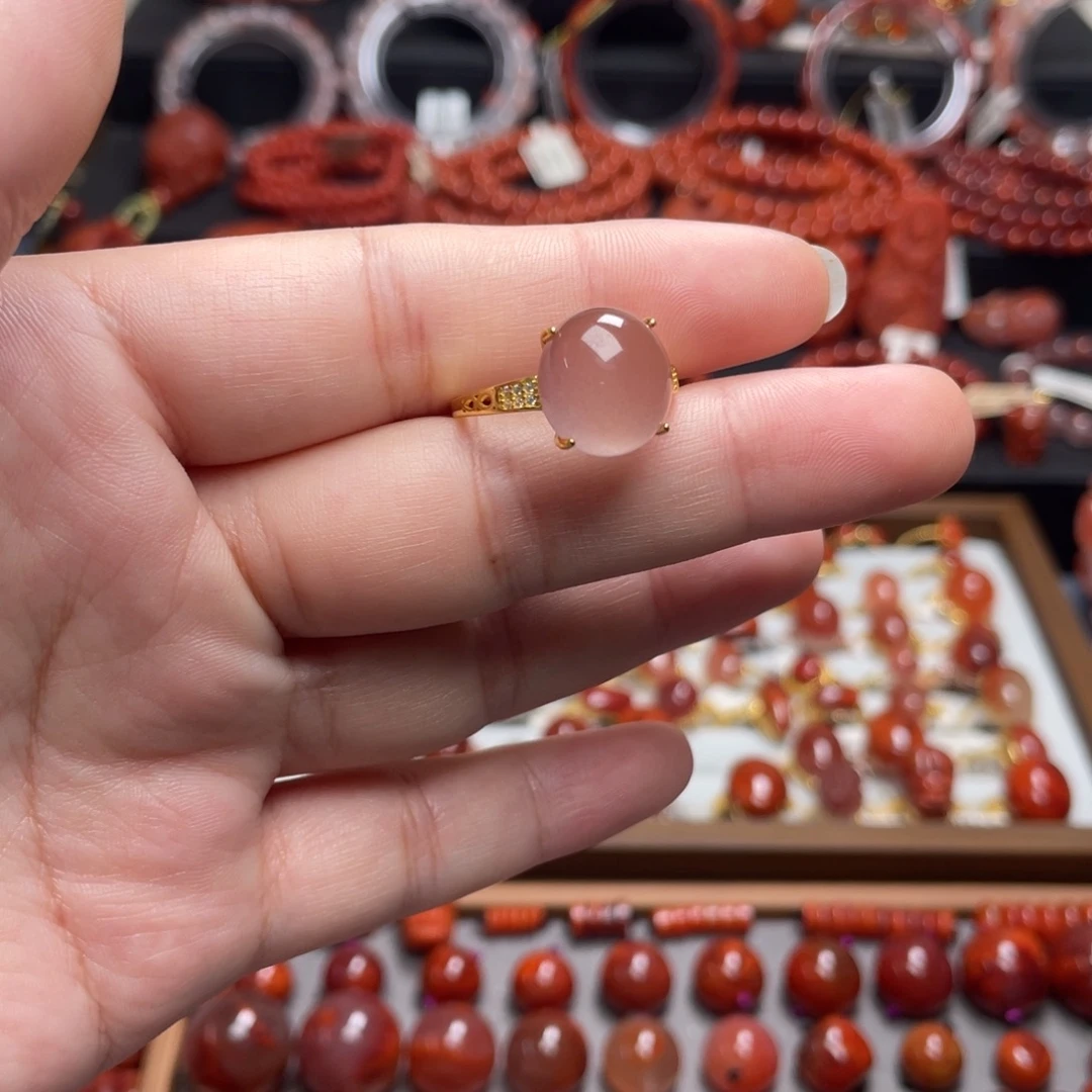 后***…南红玛瑙银S925镶嵌冰粉戒指