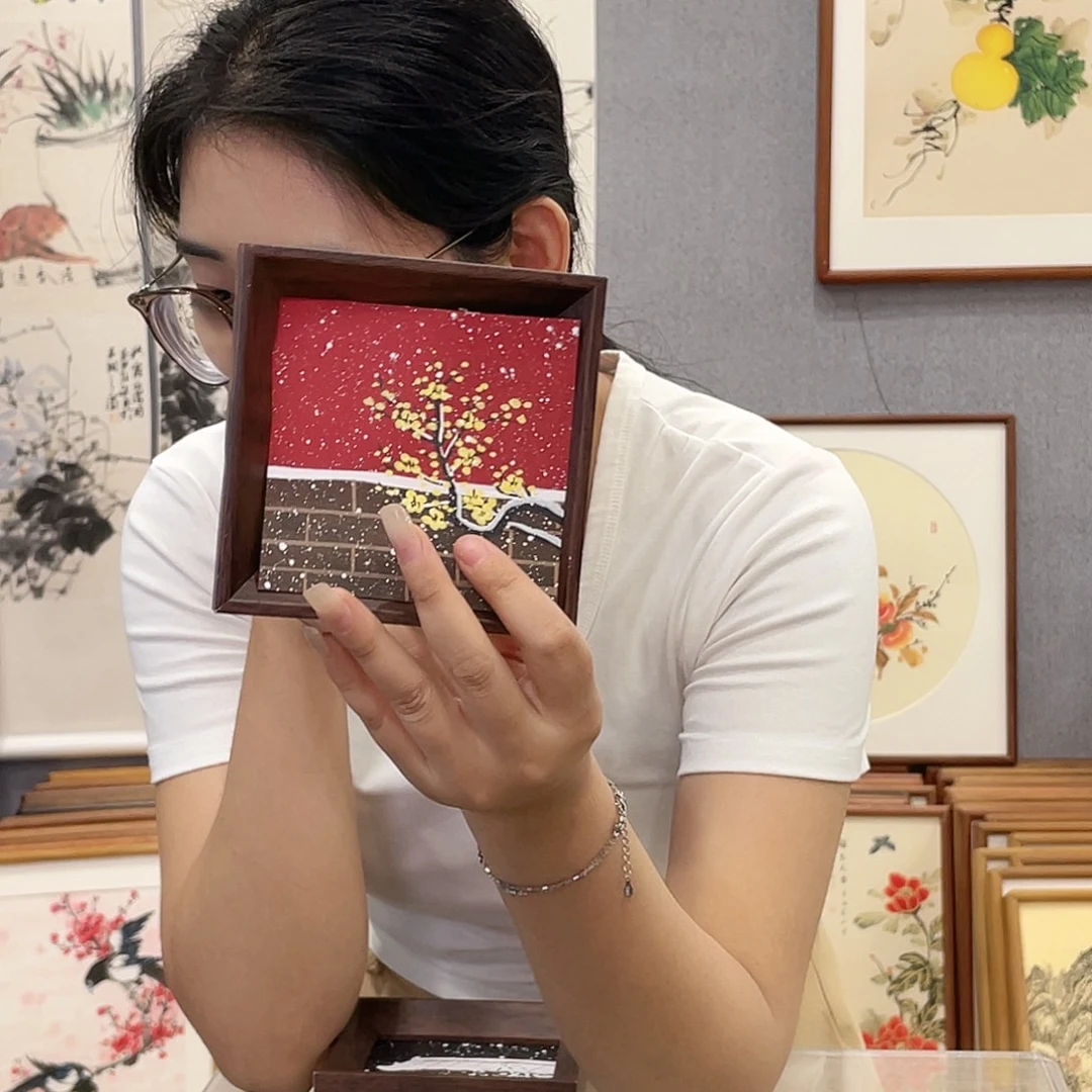 书法手绘带框尺寸：12*12