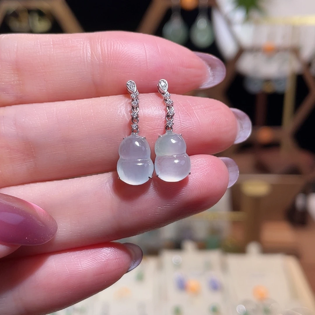 翡翠18K金镶嵌耳饰