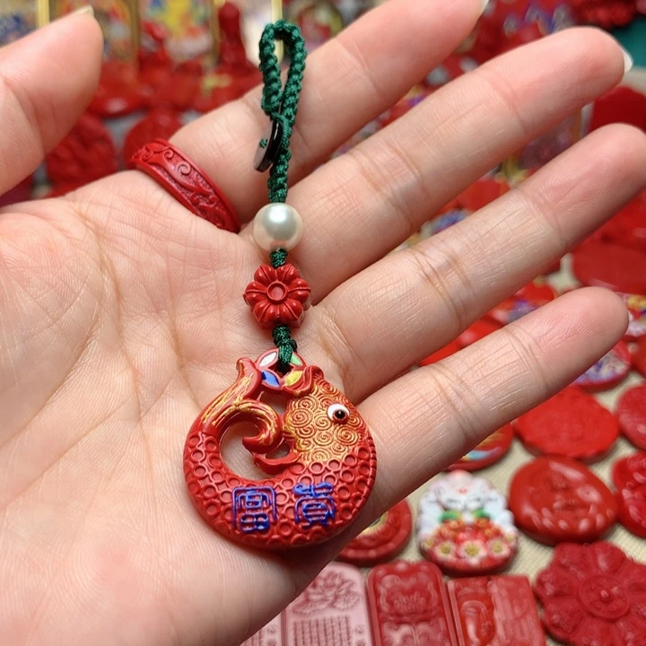 天然辰砂工艺品朱砂钥匙扣