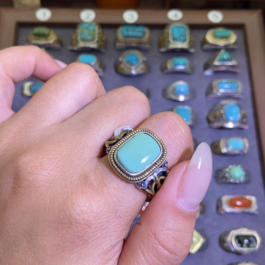 周***熙绿松石银S925镶嵌戒指