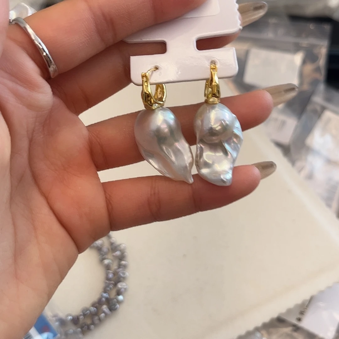 合金淡水珍珠耳饰