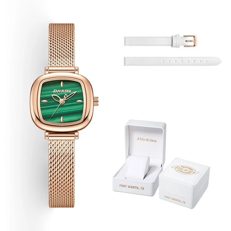 Dickies小绿表女生时尚手表女轻奢小众高级感女士生日礼物方糖660