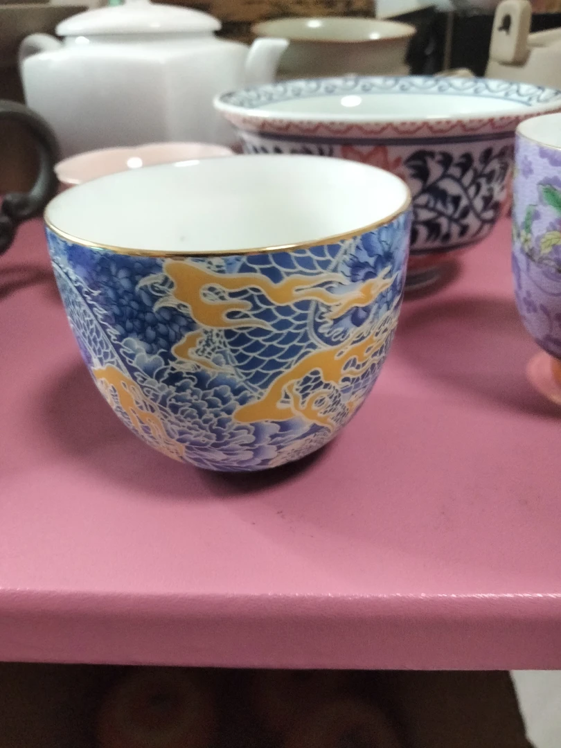 陶瓷掐丝银跃龙品茗主人杯新中式风格家用喝茶待客功夫茶杯