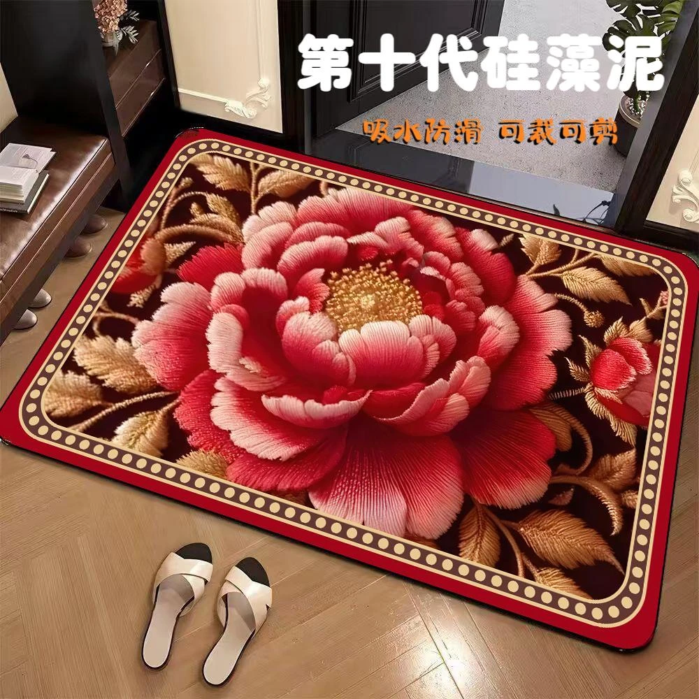【5D鸿运当头】硅藻泥地垫入户门吸水防滑地垫多功能阳台走廊可剪裁
