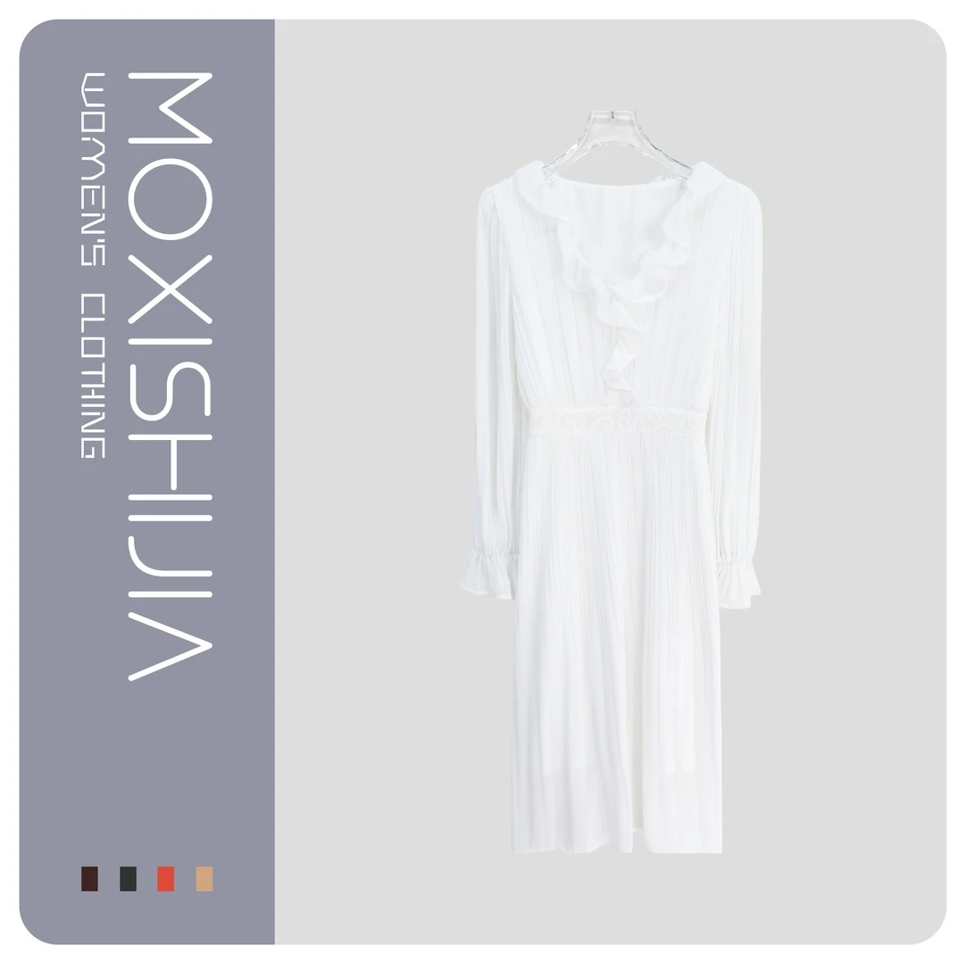 法式优雅收腰长袖显瘦气质女装连衣裙S2785