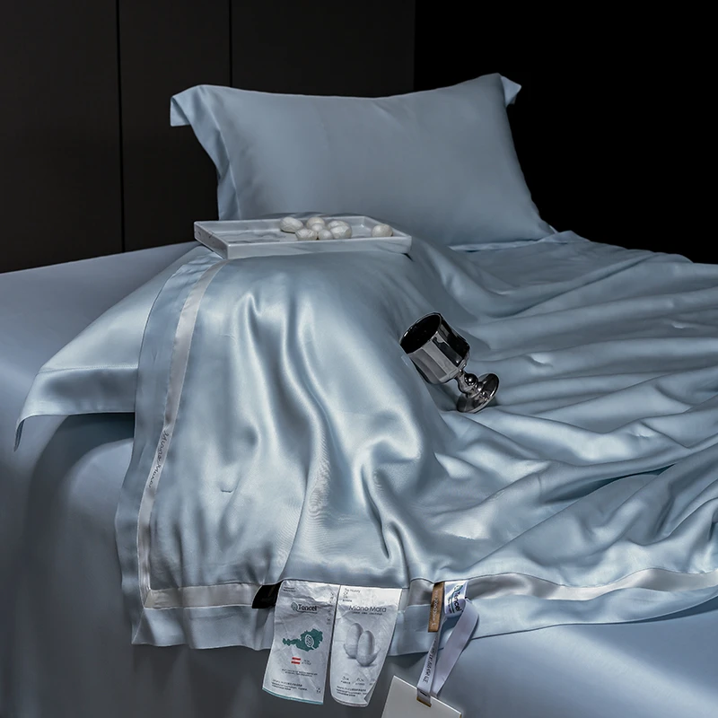 高端轻奢A类进口兰精天丝100%有机蚕丝夏凉被空调被四件套可水洗