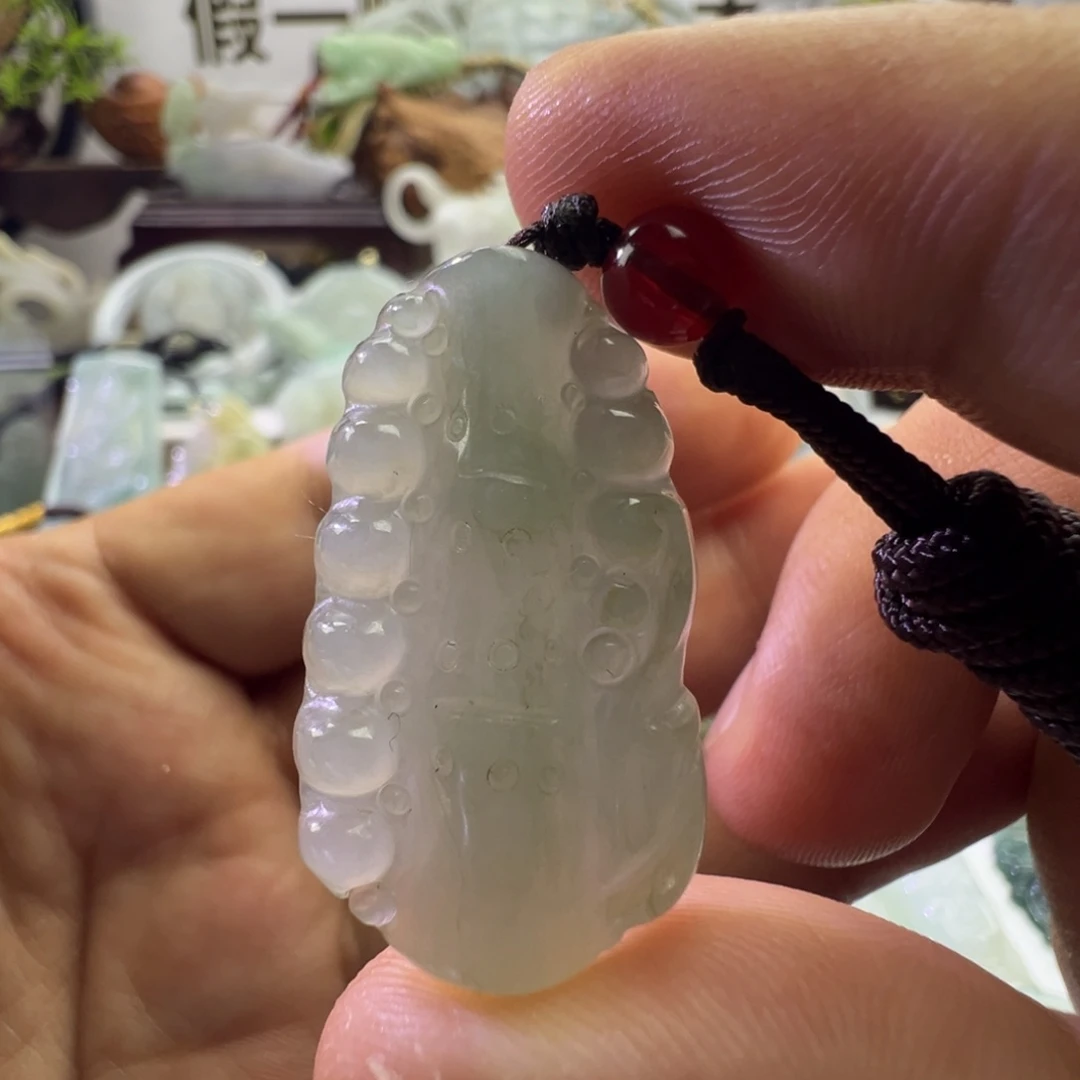 翡翠未镶嵌颈饰天然缅甸A货翡翠竹节