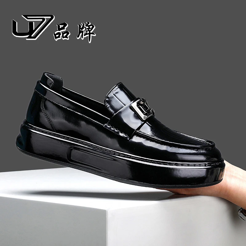 U7品牌男鞋 头层牛皮 高端商务休闲鞋男士爆款透气百搭真皮皮鞋