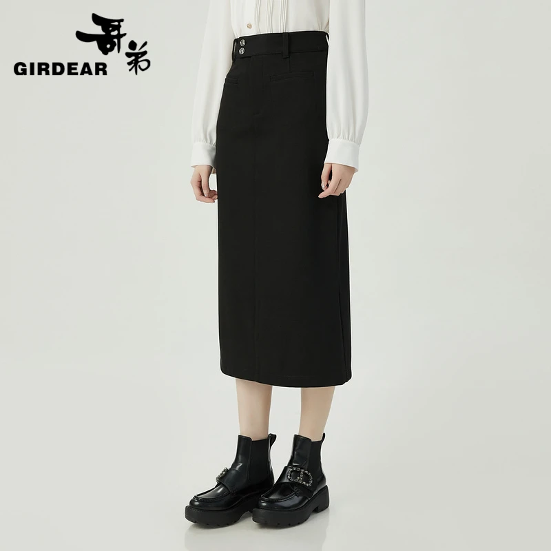 GIRDEAR/哥弟新款品质女装专柜正品气质植绒长款半身裙女1200369