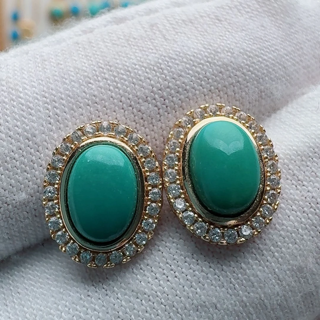 绿松石未镶嵌耳饰