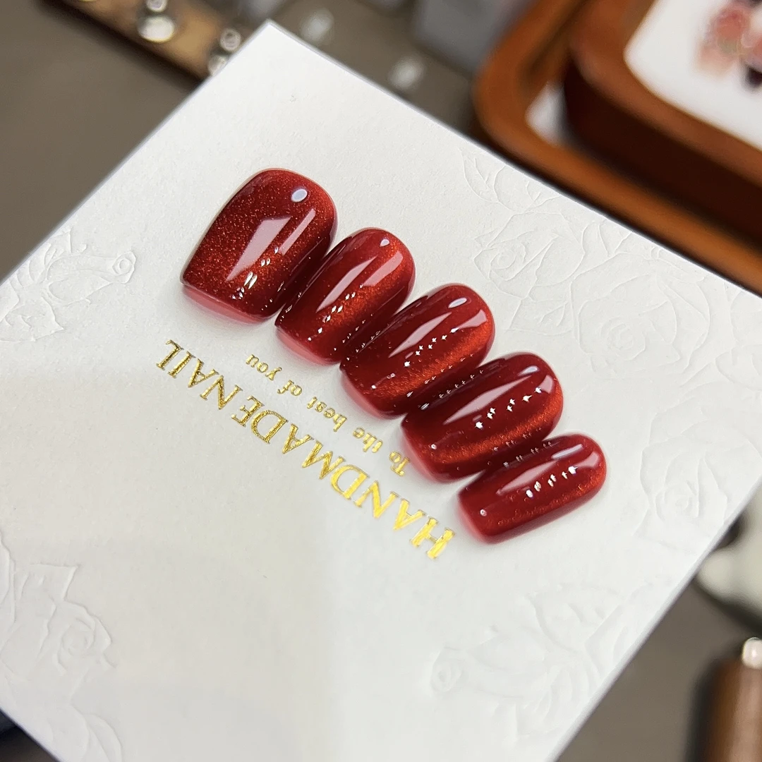 新疆包邮纯手工定制穿戴甲猫眼现可定制尺码甲型现拍现做