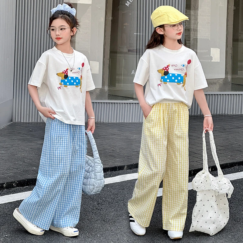 女童夏季套装薄款大童时尚衣服儿童夏装短袖T恤女童潮款裤子