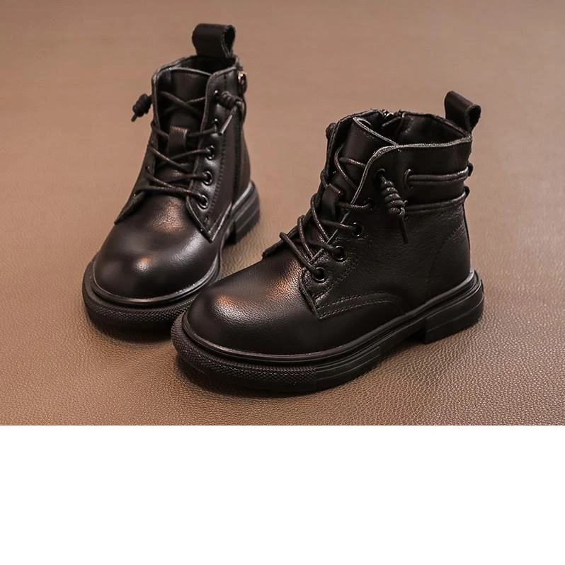 FAVMARTHA女鞋童鞋马丁短靴2025秋冬新款冬季男孩皮靴羊