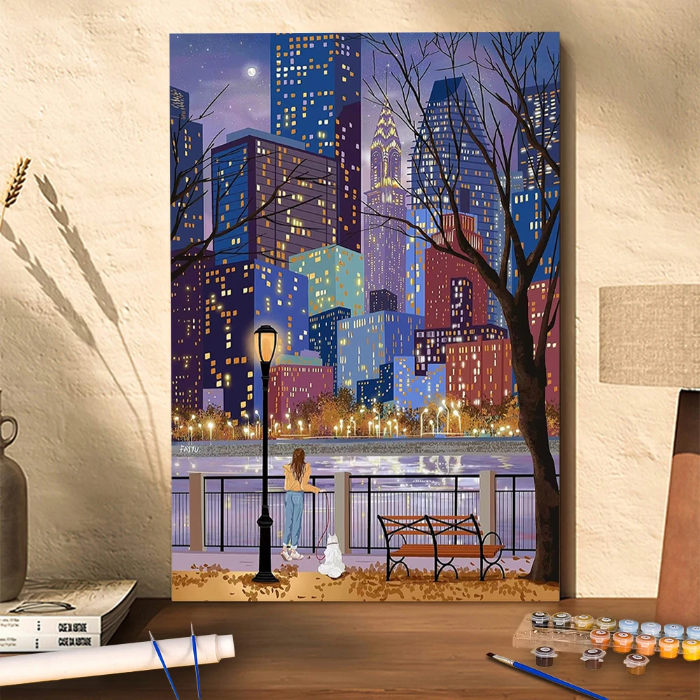 DIY数字油画落日夜景系列40CM*50CM安逸舒适氛围感