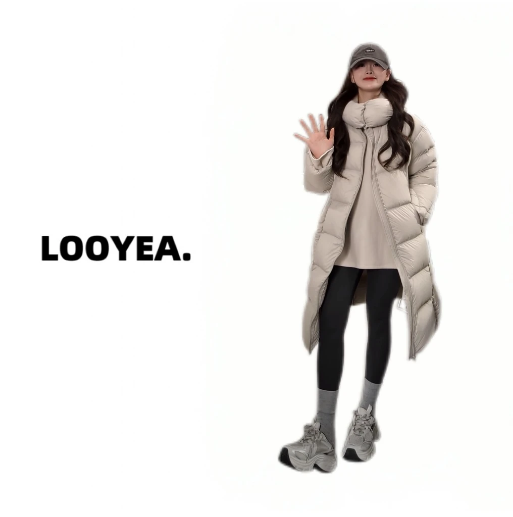 【碧波海】LOOYEA 长款蓬松韩版气质羽绒服 1038