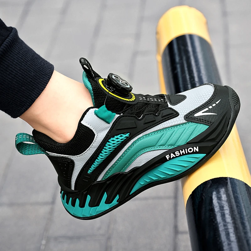 断码安踏联名精克旋转钮扣男童鞋春夏2025新款皮面防水男童运动鞋