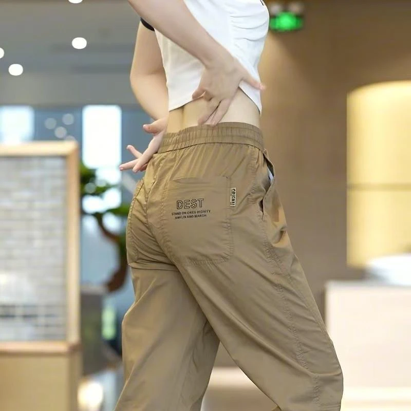 【轻奢】2025春季新款高端男士休闲九分束脚工装裤男修身爆款长裤子