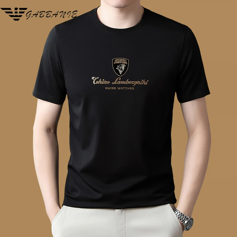 意大利品牌男士短袖体恤高档时尚夏季薄款宽松棉T恤圆领百搭半袖