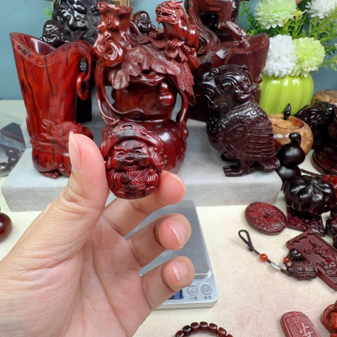 甜***果把件小叶紫檀财神