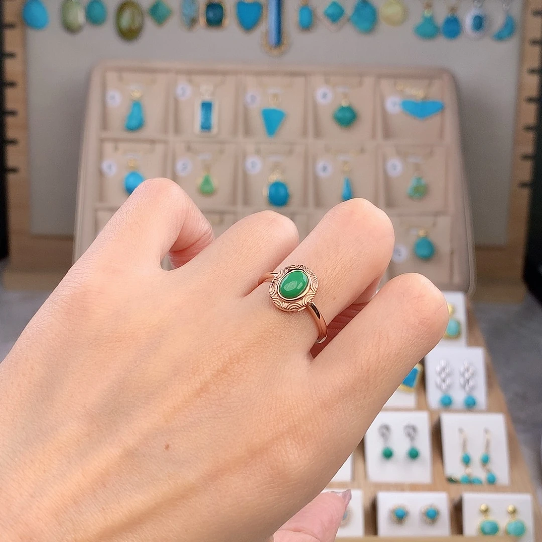 银S925镶嵌绿松石戒指