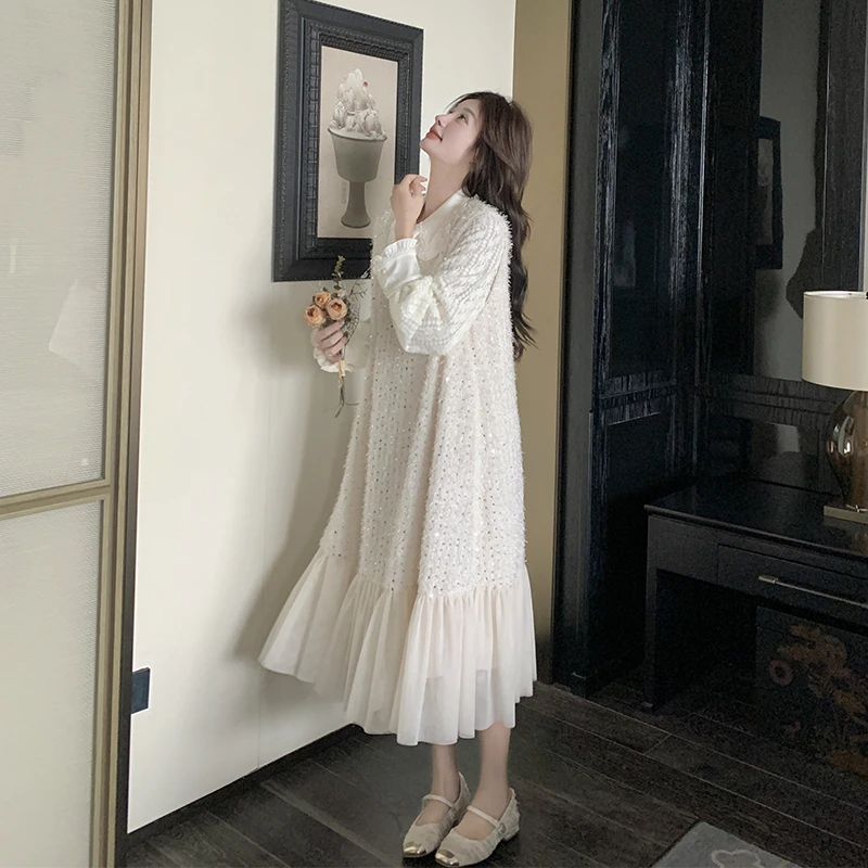 亮片流苏衬衫套装连衣裙女早春2025新款流行超好看两件套衬衫裙子