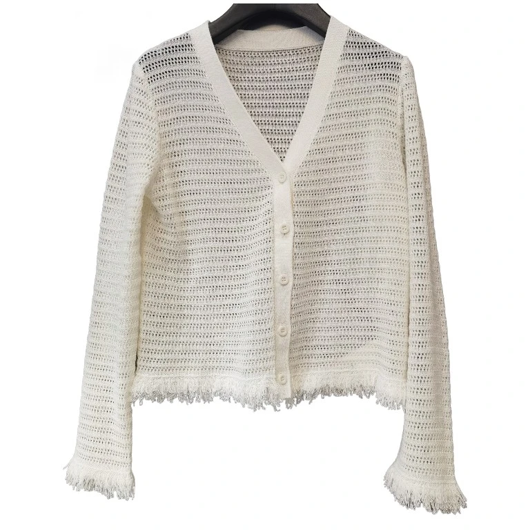 Danjun fushi2025“下流苏镂空针织”开衫