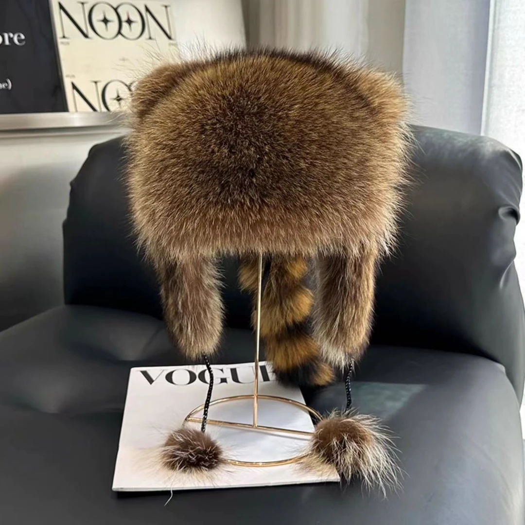 帽子冬季小浣熊帽毛茸茸护耳帽貉子雷锋霸王儿童保暖可爱亲子帽