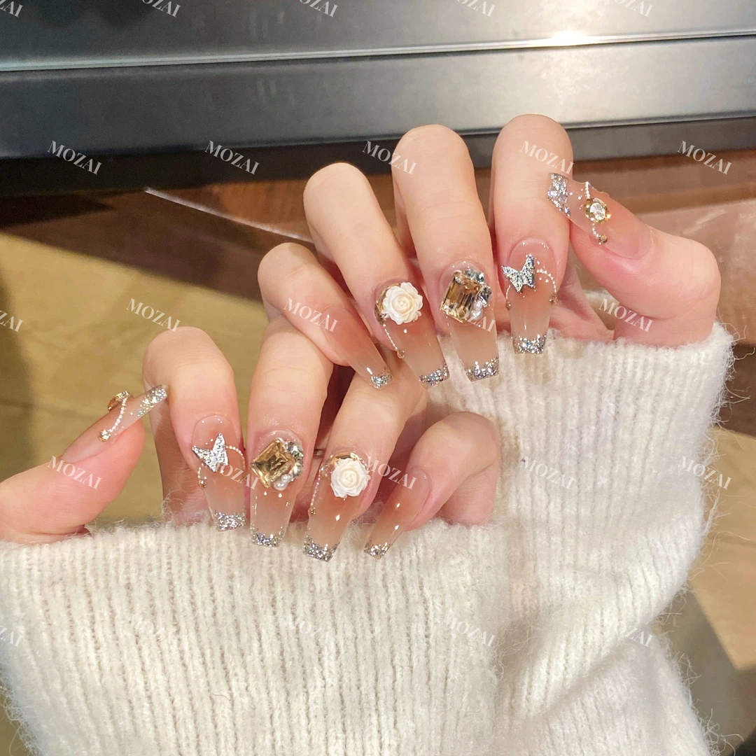 茉哉一珞【如梦生花】定制纯手工定制美甲可拆卸穿戴甲A2289/A2290