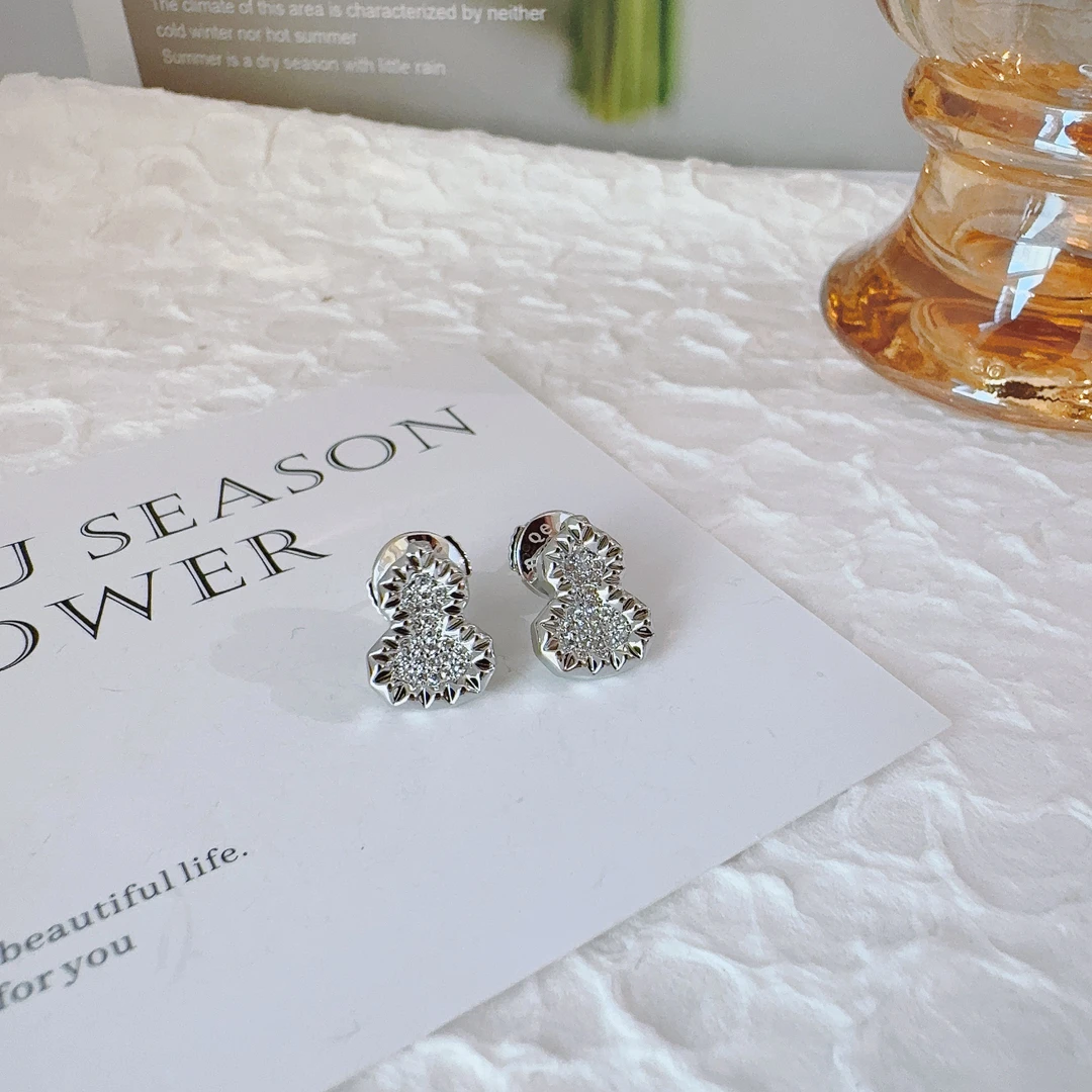 铜合金合成锆石耳饰 4014 CNC精工工艺葫芦耳钉