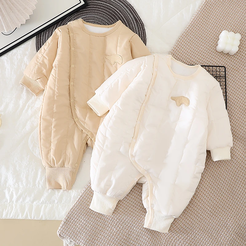 婴儿夹棉连体衣冬季加厚保暖棉袄新生儿棉服哈衣初生宝宝秋冬衣服