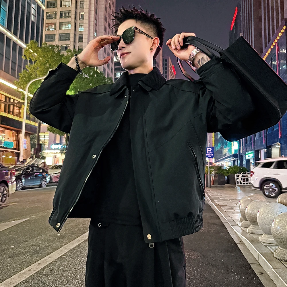 双层领棉衣男款冬季潮牌痞帅男装新款御寒二棉外套潮流高级感棉服