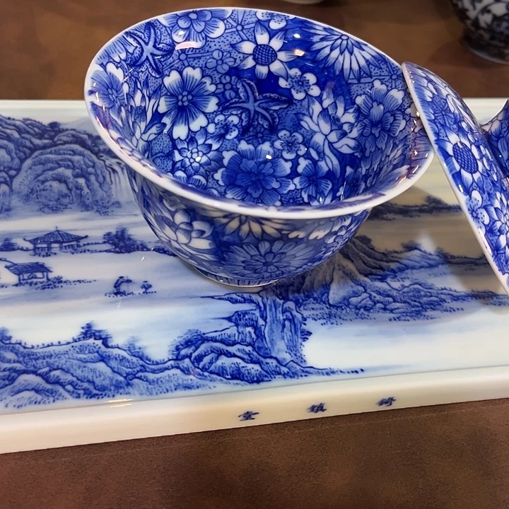 錡镇堂手工手绘盖碗