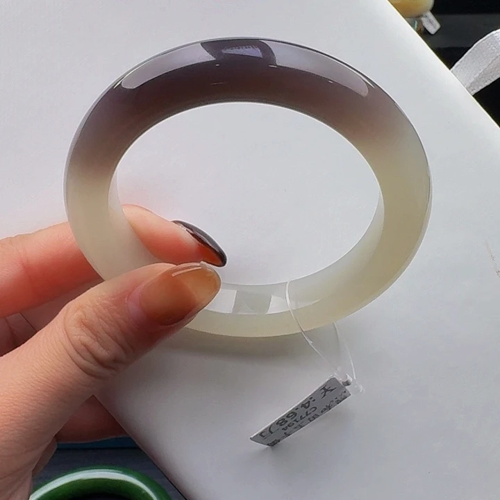 未镶嵌手镯和田玉一口正色葡萄紫 水线超少 可毕业57.7