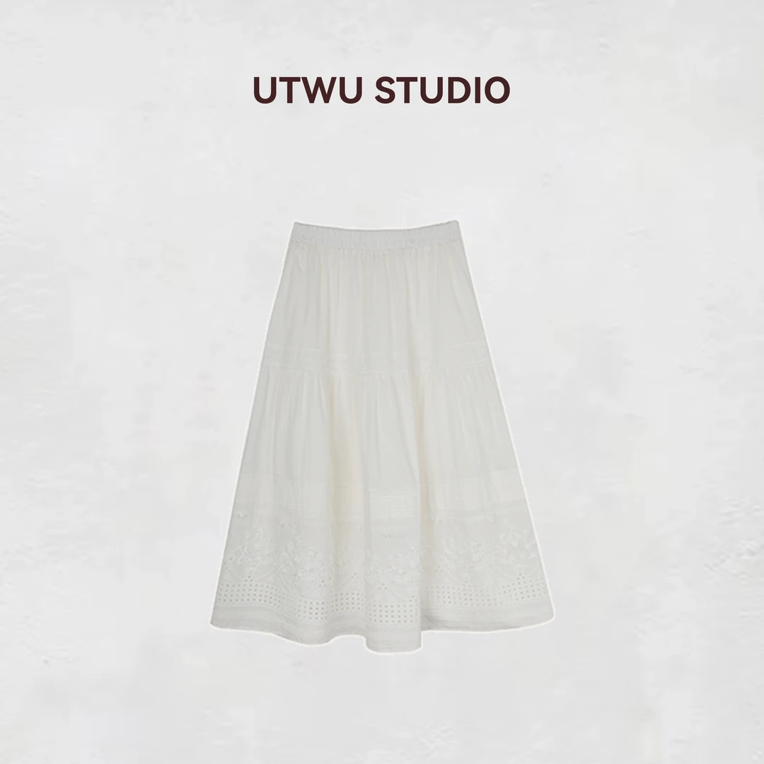 UTWU小敏「浪漫独白」60s100%精梳长绒棉重工提花酵洗半裙Q24X7002