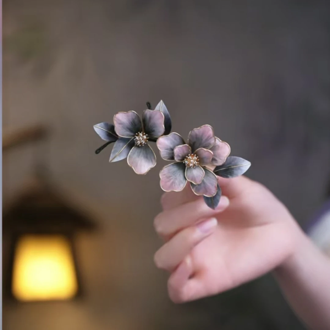 【酣春】绒花汉服配饰盘发发夹发簪耳环古风汉服饰品日常百搭