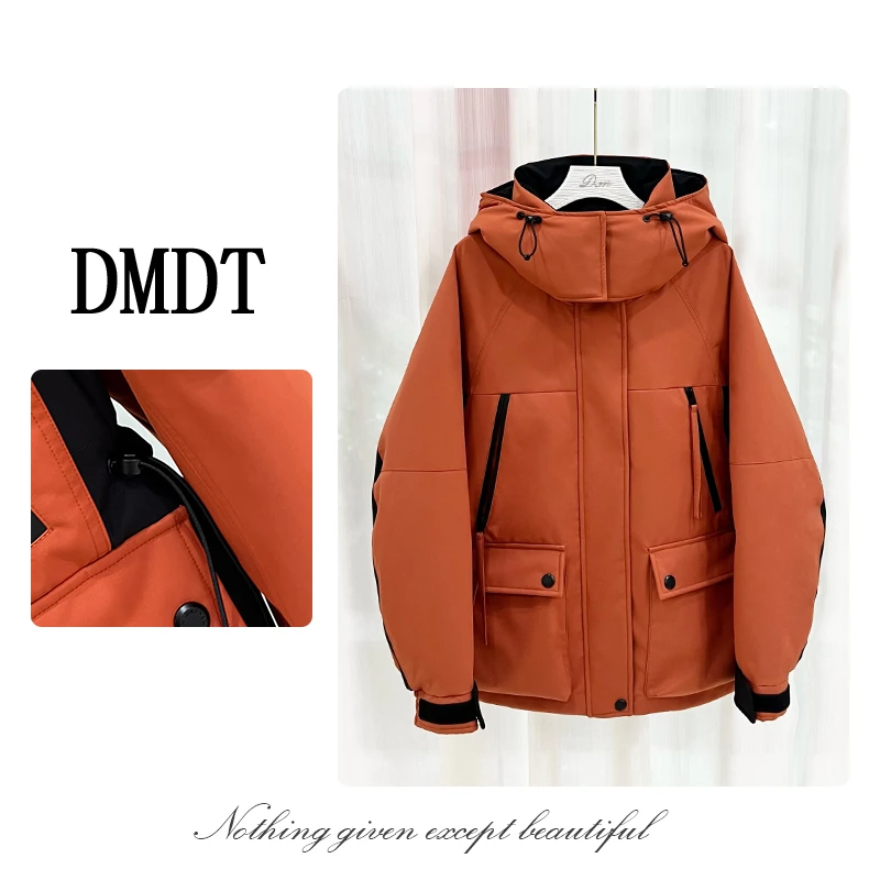 【DMDT服饰】2025冬季新品“热力澎湃”连帽白鸭绒显瘦保暖羽绒服2911