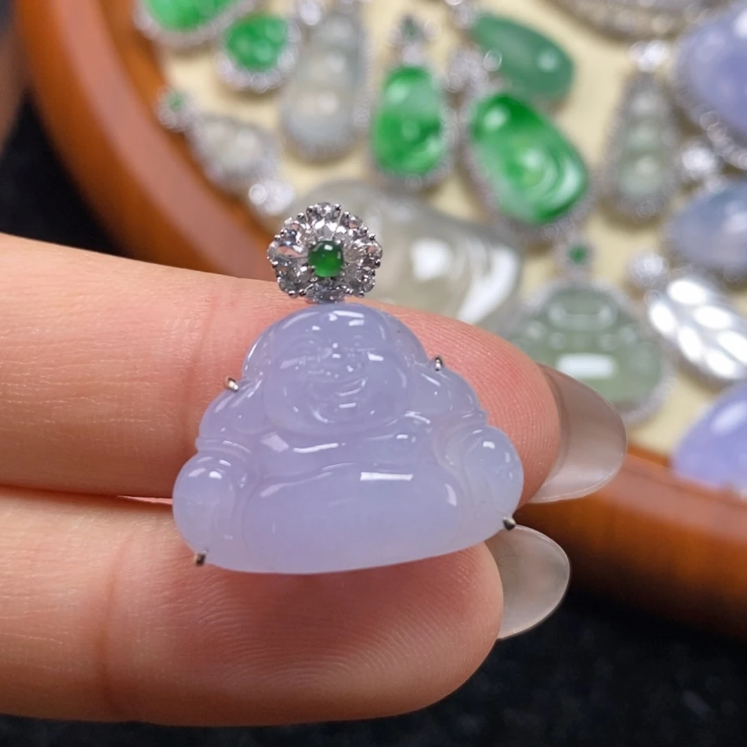 翡翠吊坠(赠链)18K金镶嵌