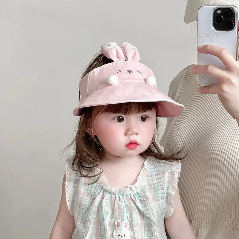宝宝帽子夏季薄款遮阳防晒空顶帽婴幼儿大帽檐公主帽