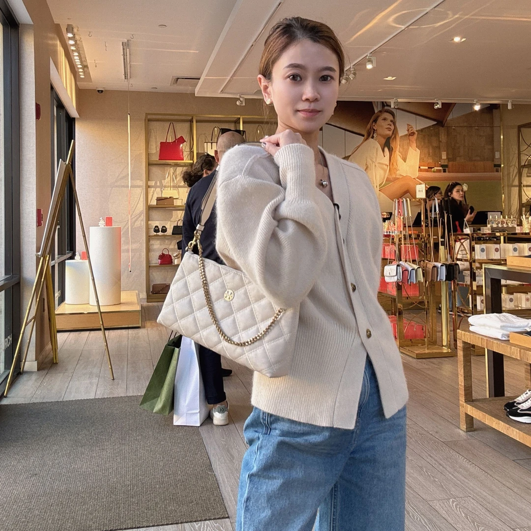 【预售】ToryBurch/汤丽柏琦店内现采WILLA奶白拉链单肩包160651