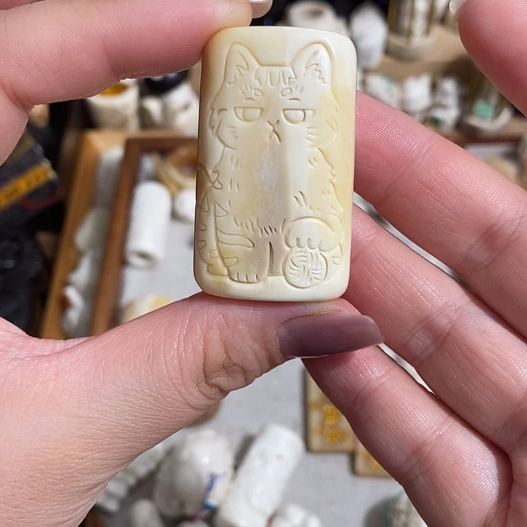鹿骨把件M26小猫鸵鸟骨不退换