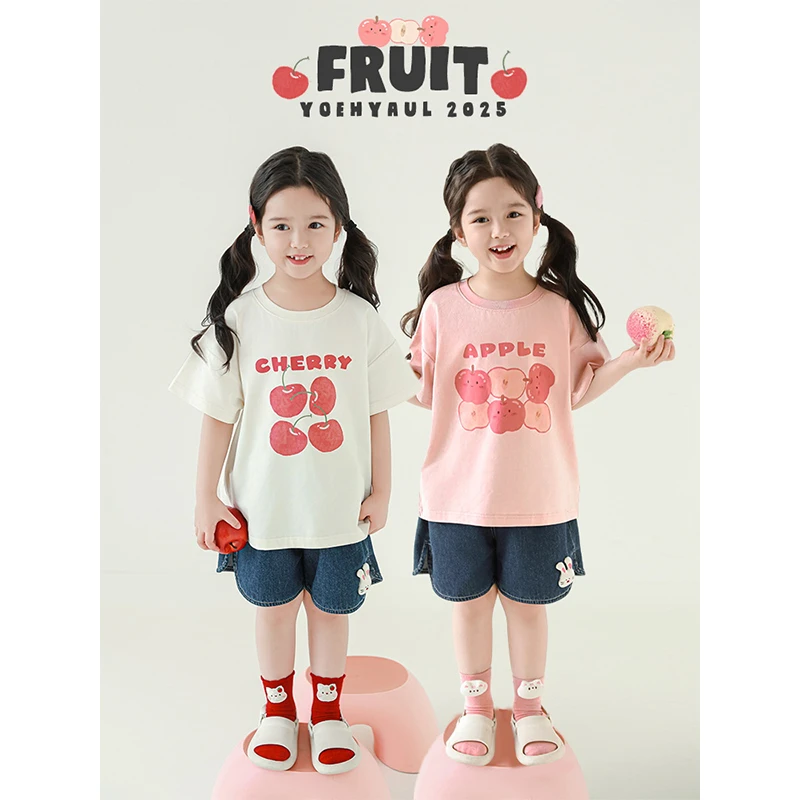 【清】YOEHYAUL/幼悠夏叁波下女童夏款原创短袖T恤 X4838
