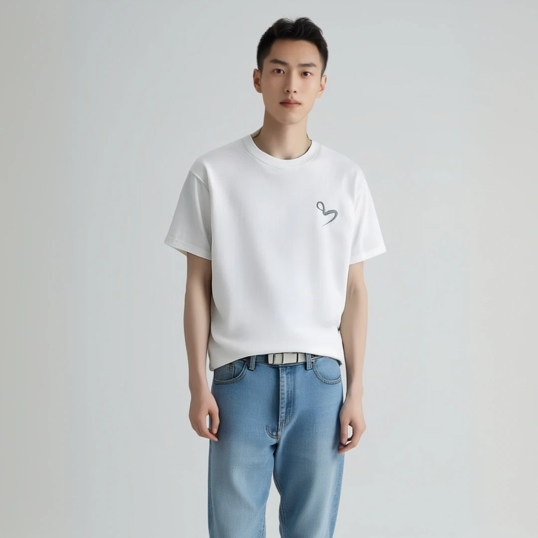 潮流小众简约百搭男生T恤短袖2025新款夏季宽松圆领纯棉高级感