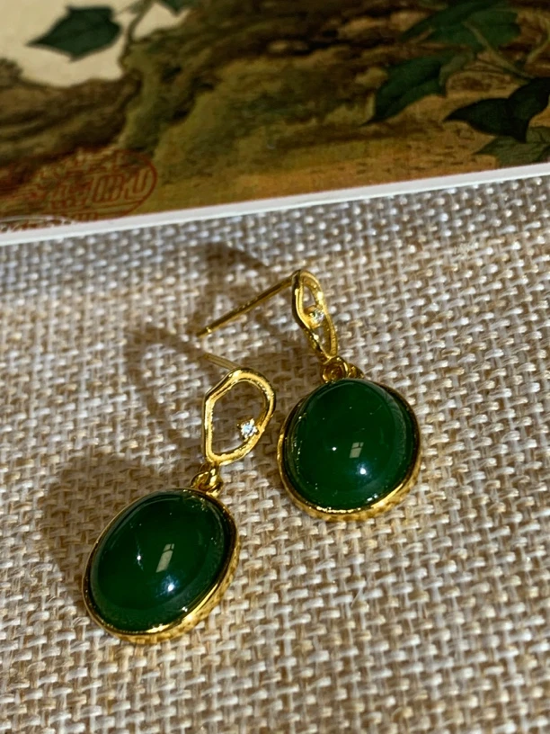 【六六和田玉】天然碧玉耳饰41